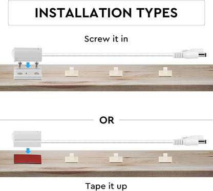 Motion Sensor LED Light Bar Kit. Plug in. Perfect to Work as Motion Activated Lighting for Under Cabinets Closets Wardrobe Hallway Stair Beds Garage Kitchen. 1-Light-Bar. Warm White 3000K