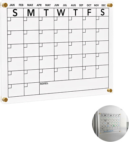 2 Pcs Metal-Adhering Chore Chart, Clear Acrylic Dry Erase Boards with 16 Markers, Family Weekly Task Planning for Refrigerator and Kitchen Schedule