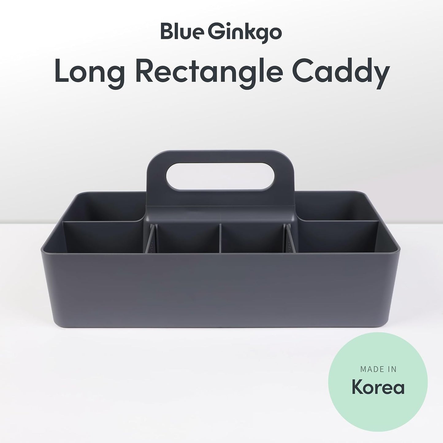 BLUE GINKGO Stackable Organizer Caddy, Rectangle, White, Made in Korea | Portable. Adjustable. Home, Office & School Storage.