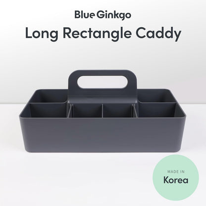 BLUE GINKGO Stackable Organizer Caddy, Rectangle, White, Made in Korea | Portable. Adjustable. Home, Office & School Storage.