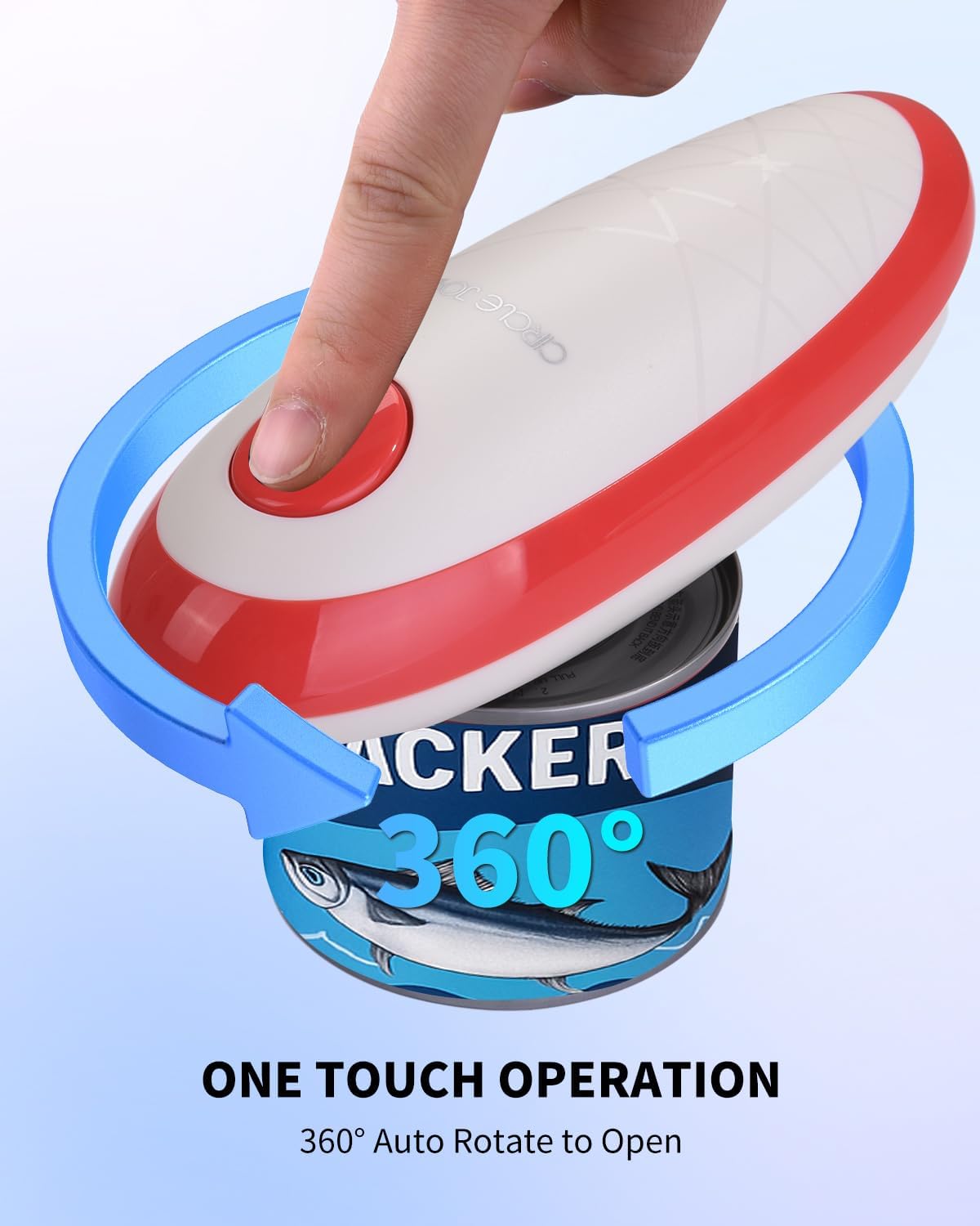 CIRCLE JOY Electric Can Opener, One-Touch Automatic Can Opening with Smooth Edges, Food Safety Handheld Battery-Operated Can Opener for Kitchen and Seniors, Blue