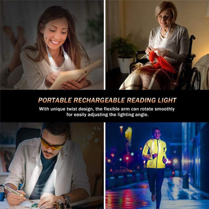 Neck Reading Light, Reading Book Light, 3 Colors, 3 Brightness Levels Portable Battery Operated Flexible USB Hands Free Small Booklight Led Lamp for Bed at Night Knitting Camping White
