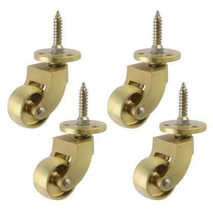 Semetall 4PCS Swivel Caster Wheels Square Cup Furniture Castors (Bronze) | 150kg Load Capacity, with Screws for Piano Feet, Sofa, Table, 1.02 Inch (26mm) Wheels