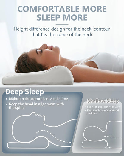 SMDR Ultra Slim Ergonomic Memory Foam Cervical Pillow – Low Profile Orthopedic Neck Support Pillow for Stomach, Side & Back Sleepers, 2"–0.8" Thin Design, Washable Cover