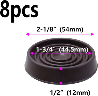 Semetall 1.5 Inch Rubber Caster Cups 8 Pack Black | Non Slip Furniture Coasters Floor Protectors for Bed Couch Table Chair