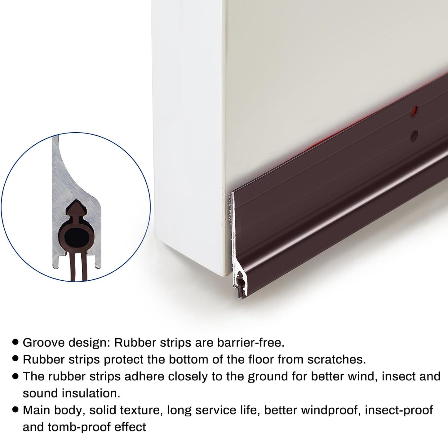 Gisafai 2 Pcs 36 Inches Door Mouse Stopper, Metal Sweep, Silver | Aluminum Strip Blocks Rodents Under Door, Reduces Noise and Drafts, Weather Seal for Energy Saving, Includes Screws