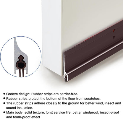 Gisafai 2 Pcs 36 Inches Door Mouse Stopper, Metal Sweep, Silver | Aluminum Strip Blocks Rodents Under Door, Reduces Noise and Drafts, Weather Seal for Energy Saving, Includes Screws
