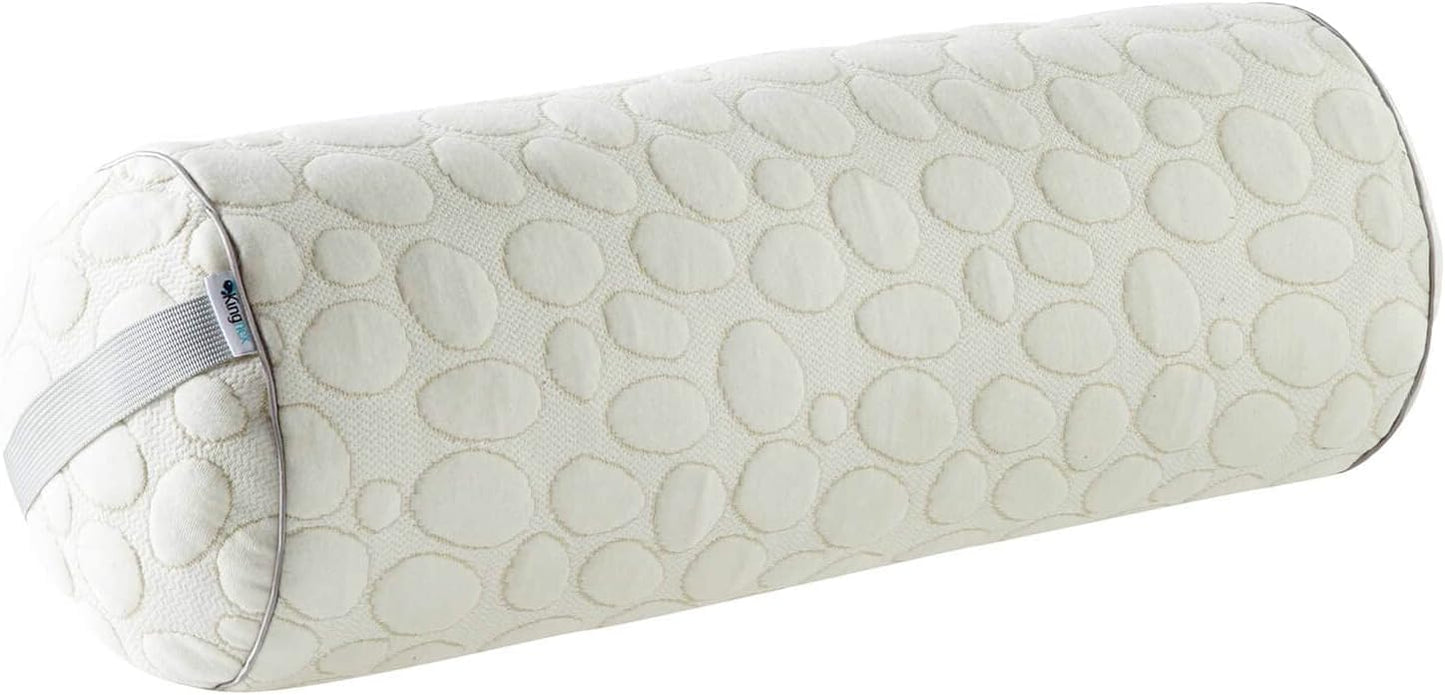 Kingnex Zipper Adjustable Under Knees Bolster Roll Pillow to Relief Lower Back Pain or Between Legs for Side Sleepers Shredded Latex Cylinder with Organic Cotton Cover 18x6