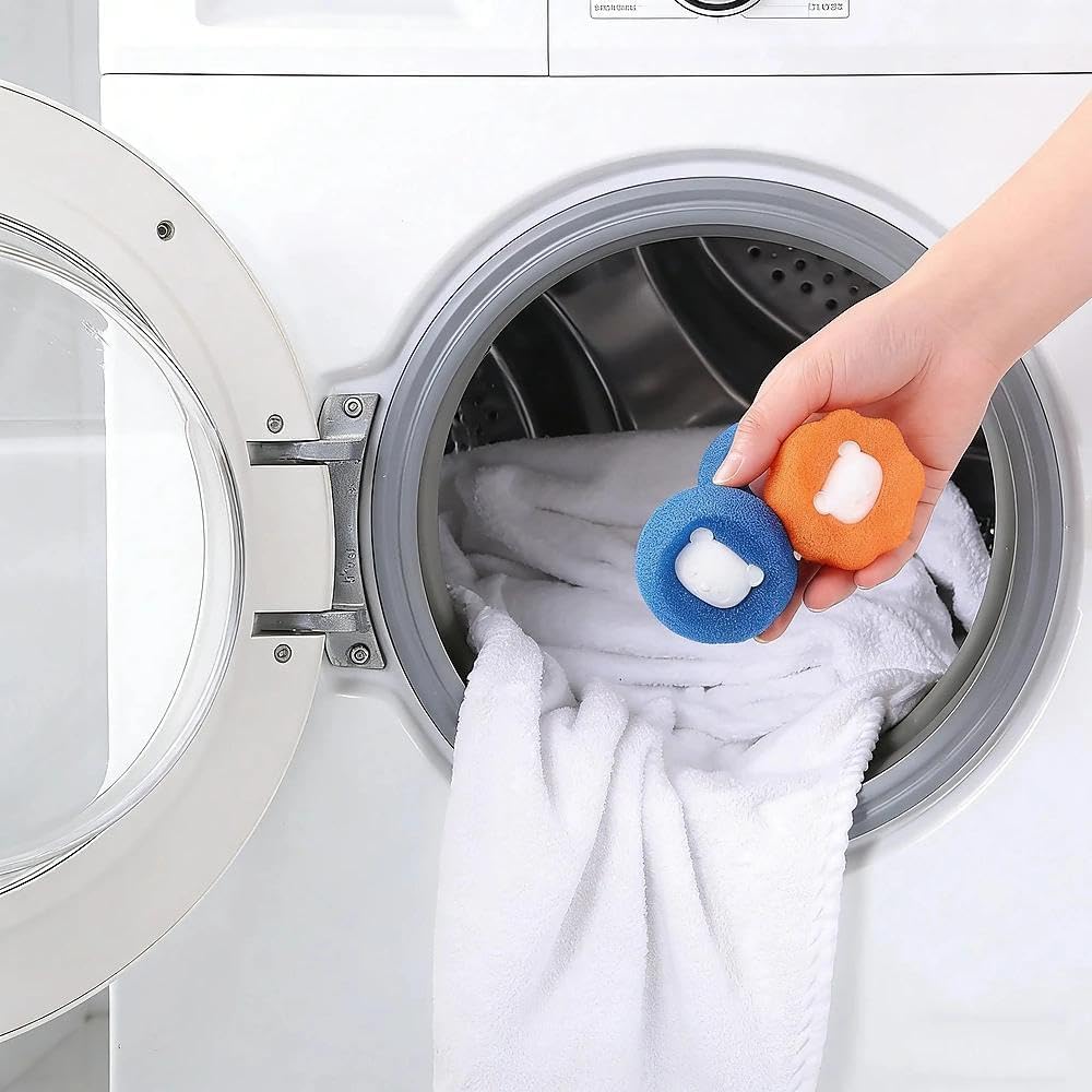 Pet Hair Remover for Laundry, 10 Pcs Effectively Capture Pet Fur in Washer & Dryer, Reusable Dryer Balls for Dog Cat Hair on Clothing, Orange and Blue Set