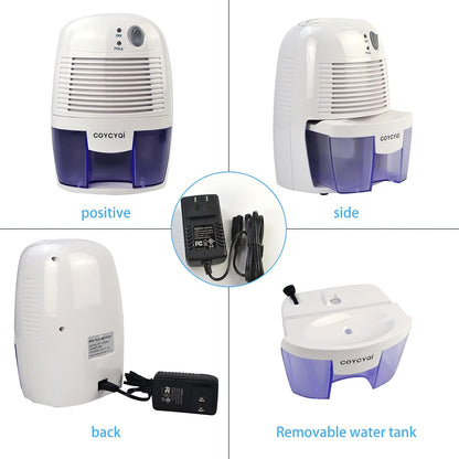 Small Dehumidifier,12V3A adapter，1200 Cubic Feet (215 sq ft) Portable Mini Dehumidifier Quiet Use for High Humidity in Home, Bathroom, Bedroom, Office, Basements, Wardrobe Closet,RV