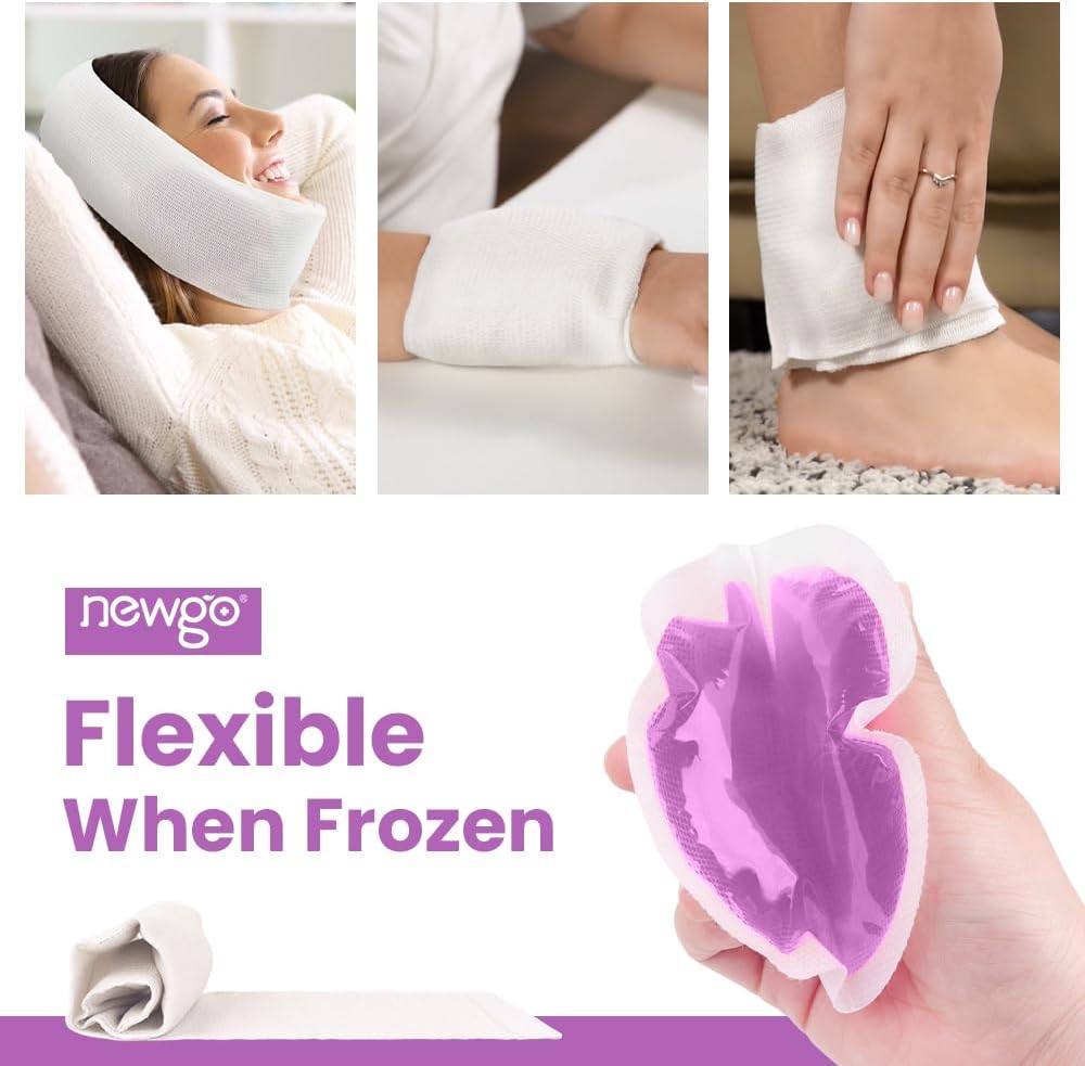 NEWGO Small Ice Packs for Injuries Reusable with Cloth Backing, 6 Packs | FSA Eligible, Round Hot and Cold Gel Pack, Flexible Cold Pack for Face, Toothache, Eyes Pain Relief