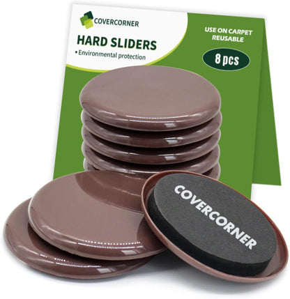 Furniture Sliders for Carpet 8 PCS - 3 1/2" Beige | Furniture Moving Sliders, Chair Leg Floor Protectors, Carpet Sliders for Furniture - Move Your Furniture Easily & Safely