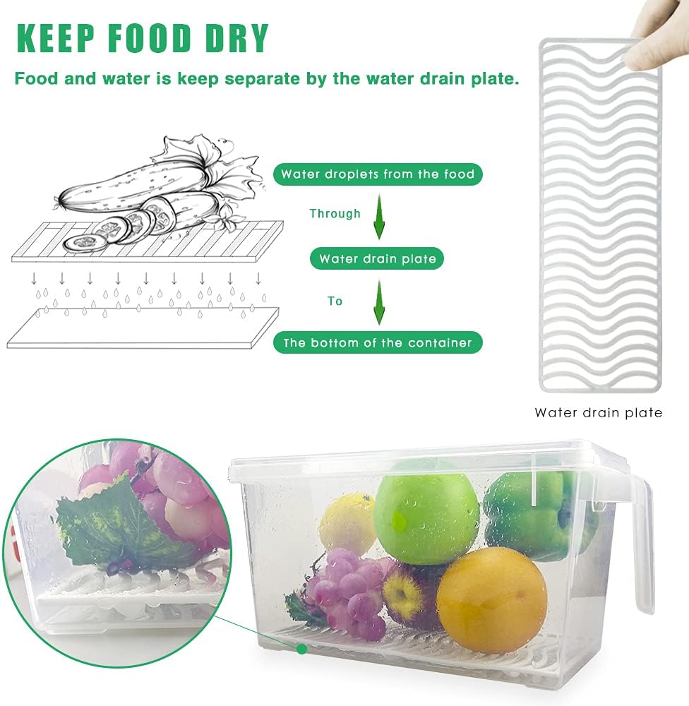 SILIVO Fruit Storage Containers for Fridge (3 Pack) - 1.5L Produce Saver Containers for Refrigerator with Removable Drain Tray Keep Fresh for Produce, Bacon, Fruits and Vegetables