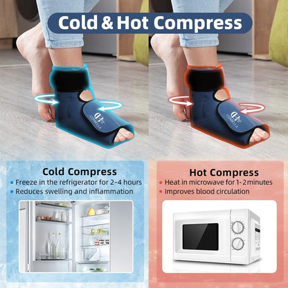Ankle Ice Pack Wrap, Hot Cold Compress for Pain Relief, Purple | Reusable Cold Compress Sleeve for Sprains, Hot Cold Therapy - for Instant Recovery with Strap & Gel Packs