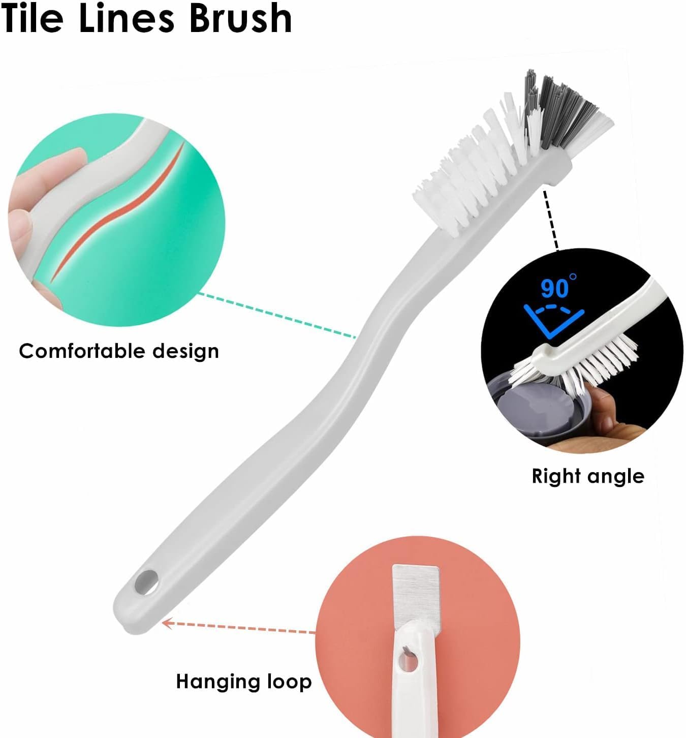 Kitchen Scrub Brush with Angled Bristles | Ergonomic Handle, Stiff Bristles, Deep Corner Cleaning, Sink & Dish Use, Durable Plastic