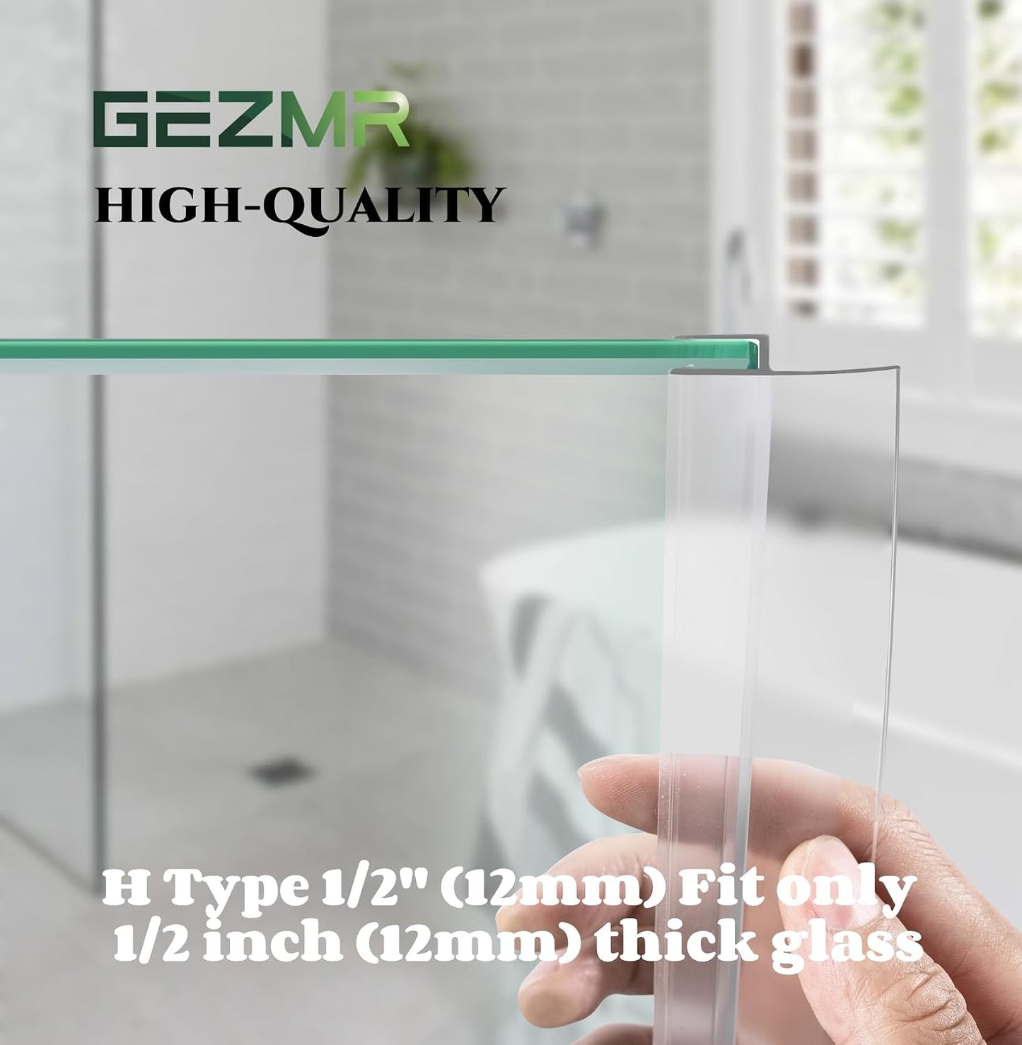 2-Pack Frameless Shower Door Bottom Seal (1/4'' X 39'') Clear Glass Shower Door Sweep Strip can Covers up to 23mm Gap - Stop Leaks