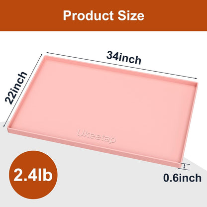 34" x 22" Extra Thick Silicone Mat Waterproof with Raised Edge, | Under Sink Mat for Kitchen & Bathroom, Kitchen Cabinet Liner, Multi-Purpose for Storage & Protection