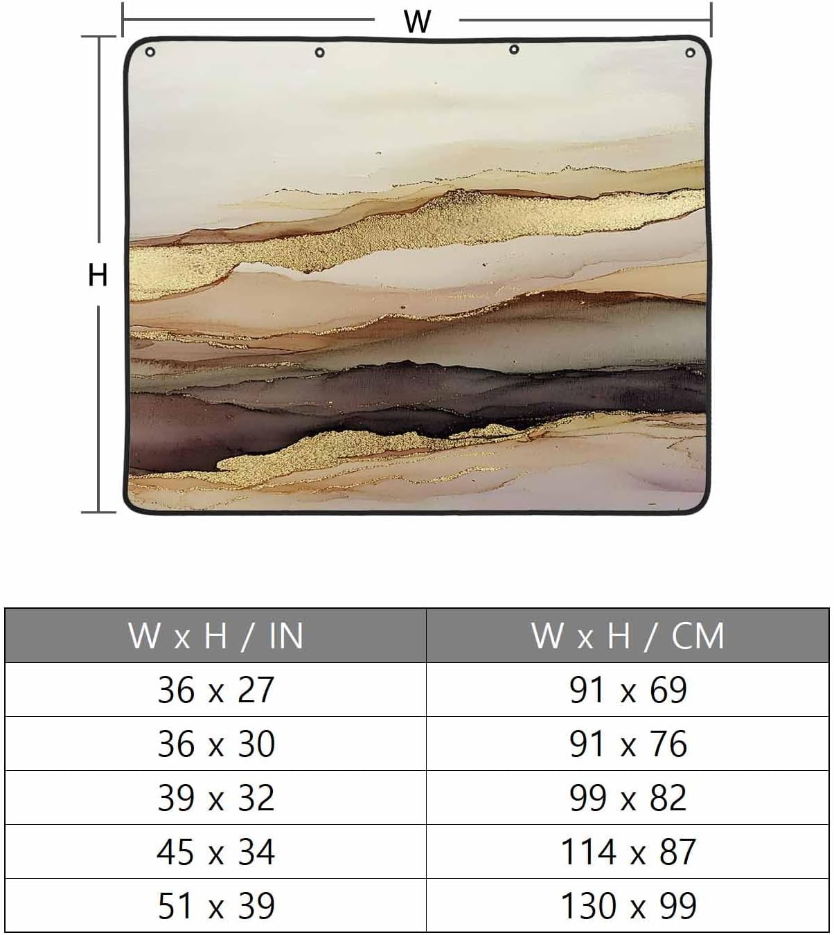 Marble Brown Gold Magnetic Fireplace Cover, Fireplace Draft Blocker, Abstract Watercolor Geometric Rock Fireplaces Blanket for Heat Loss/Cold Air, Fireplaces Draft Stopper Cover for Inside 39''x32''