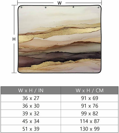 Marble Brown Gold Magnetic Fireplace Cover, Fireplace Draft Blocker, Abstract Watercolor Geometric Rock Fireplaces Blanket for Heat Loss/Cold Air, Fireplaces Draft Stopper Cover for Inside 39''x32''