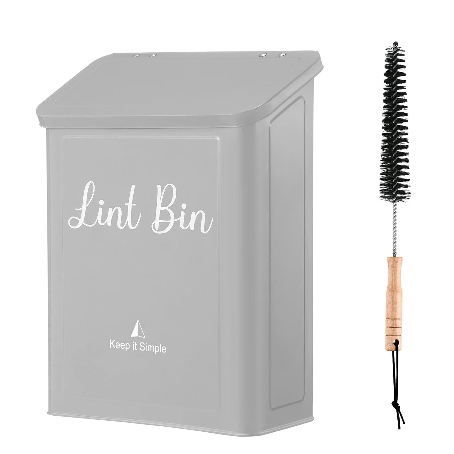 SUBEKYU Magnetic Lint Bin for Laundry Room Organization and Storage,White | Wall Mounted Metal Lint Box Holder Trash Can with Lid for Dryer,Lint Basket for Laundry Room Decor