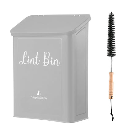 SUBEKYU Magnetic Lint Bin for Laundry Room Organization and Storage,White | Wall Mounted Metal Lint Box Holder Trash Can with Lid for Dryer,Lint Basket for Laundry Room Decor