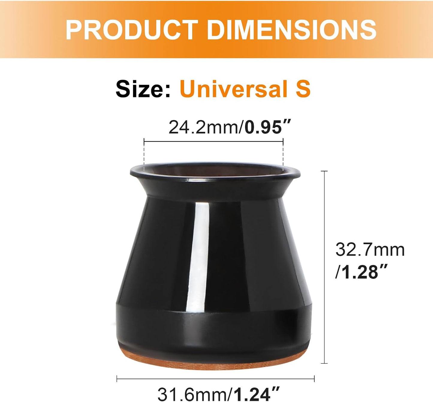 VIUME 24 Pcs Chair Leg Floor Protectors for Hardwood Floors Round | Silicone Covers Felt Pads Furniture Leg Caps Anti-Scratch Reduce Noise Fit (1-5/16" to 2")