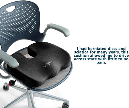 ComfiLife Premium Comfort Seat Cushion - Non-Slip Orthopedic 100% Memory Foam Coccyx Cushion for Tailbone Pain - Cushion for Office Chair Car Seat - Back Pain & Sciatica Relief (Gray)
