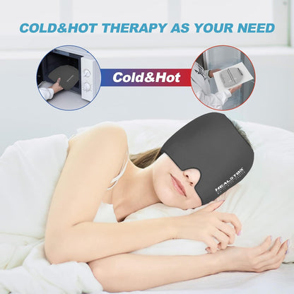 Cold Hat, Ice Cap, Cold/Hot Therapy Reusable Ice Head Wrap, Grey | 360°Compression Flexible Ice Pack Head Wrap, Cold Head Wrap, Migraine Relief Cap, Ice Head Wrap for Stress, Puffy Eyes