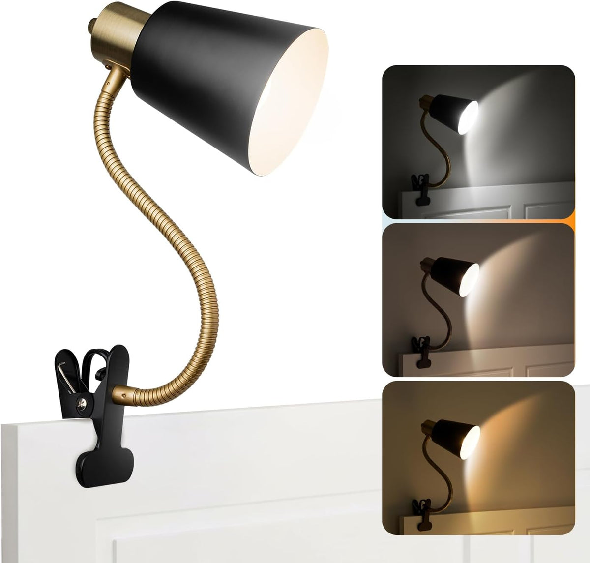 LALISU Desk lamp Eye-Caring Table Lamps, 360°Rotation Gooseneck Clip Lamp