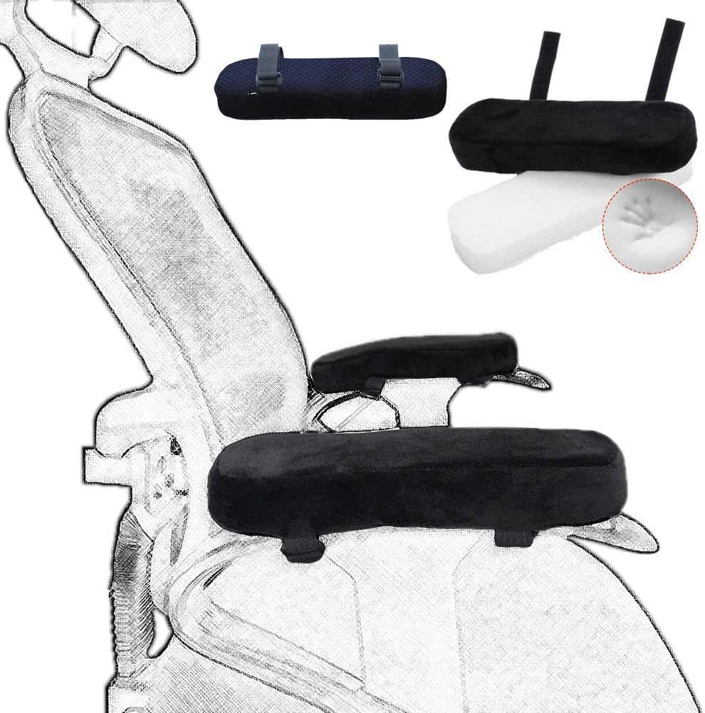 Arm Cushions for Office Chairs Office Chair Armrest Pads, Memory Foam Arm Cushions for Office & Computer Chairs, Soft Elbow Support Arm Rest Covers for Desk Chair, (1 Pair Black)