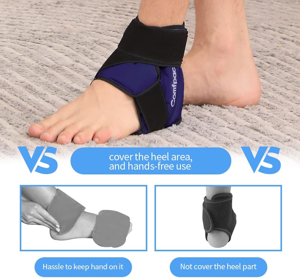 Comfpack Heel Ice Pack Wrap for Plantar Fasciitis Relief, Ankle Ice Pack | FSA Eligible, Ice Pack for Injures Reusable, Gel Cold Pack Warp for Achilles Tendonitis, Swelling, Ankle Sprain, Heel Pain