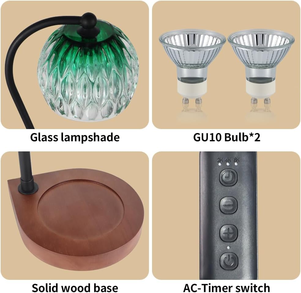 Dimmable Candle Warmer Lamp with Timer Adjustable Height for Scented Jar Candles Electric Candle Wax Melt Warmer for Home Decor Christmas Birthday Gifts for Women Mom(Hummingbird)