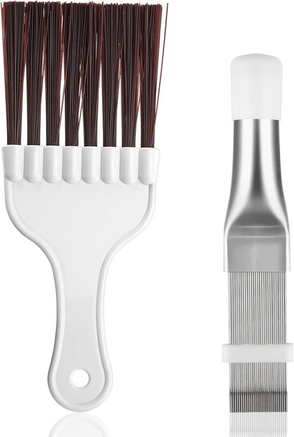 2 PCS AC Fin Comb & Coil Cleaning Brush for Air Conditioner Condenser | Adjustable Fin Comb. Stainless Steel Teeth. Gentle Coil Cleaning. Easy Grip Handle. Multi-Appliance Use.