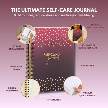 Daily Self Care Journal for Women - A5, Wellness Journal with Prompts - Goal Journal for Happiness,Mindfulness,Productivity & Personal Development - Reduce Stress & Improve Mental Health - Pink | Guided 90-Day Daily & Weekly, Undated Reflection Planner,