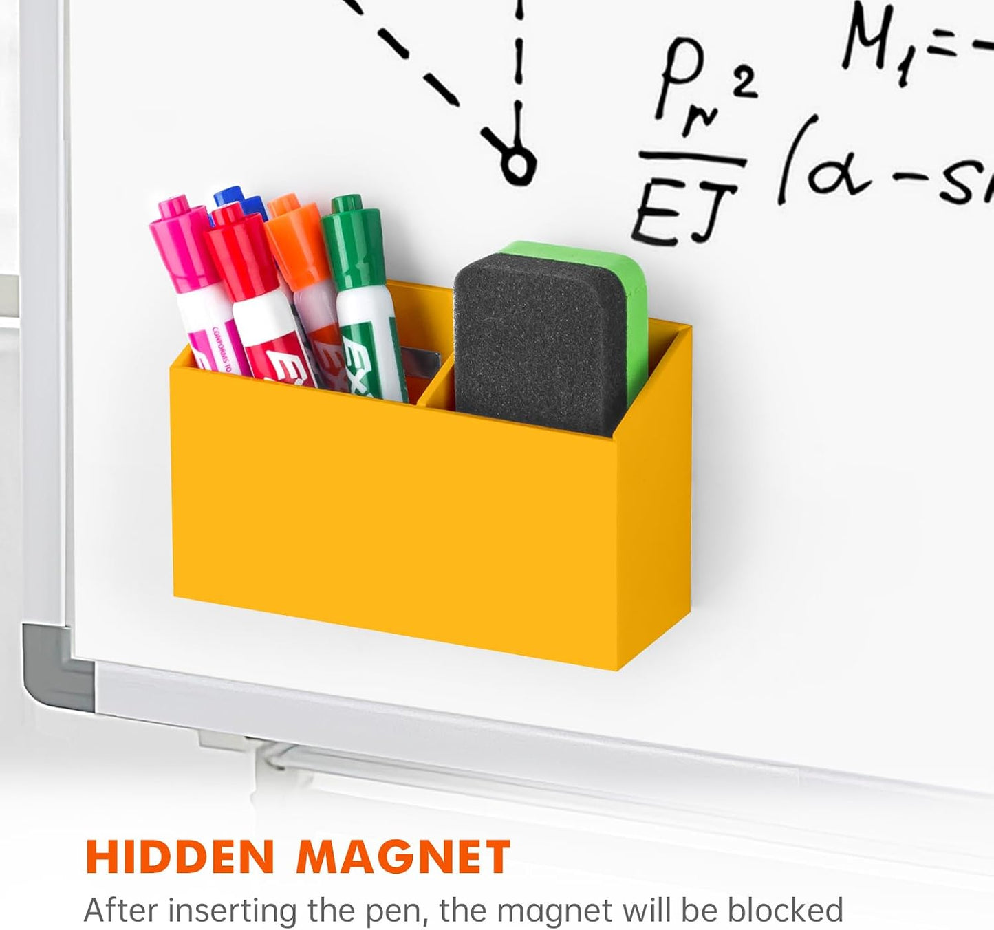BEYGORM Magnetic Dry Erase Marker Holder for Whiteboard & Refrigerator | Non-slip Acrylic Pen Holder for Classroom, Fridge Magnet, Locker Organizer Accessories, Teacher & School Supplies(Black)