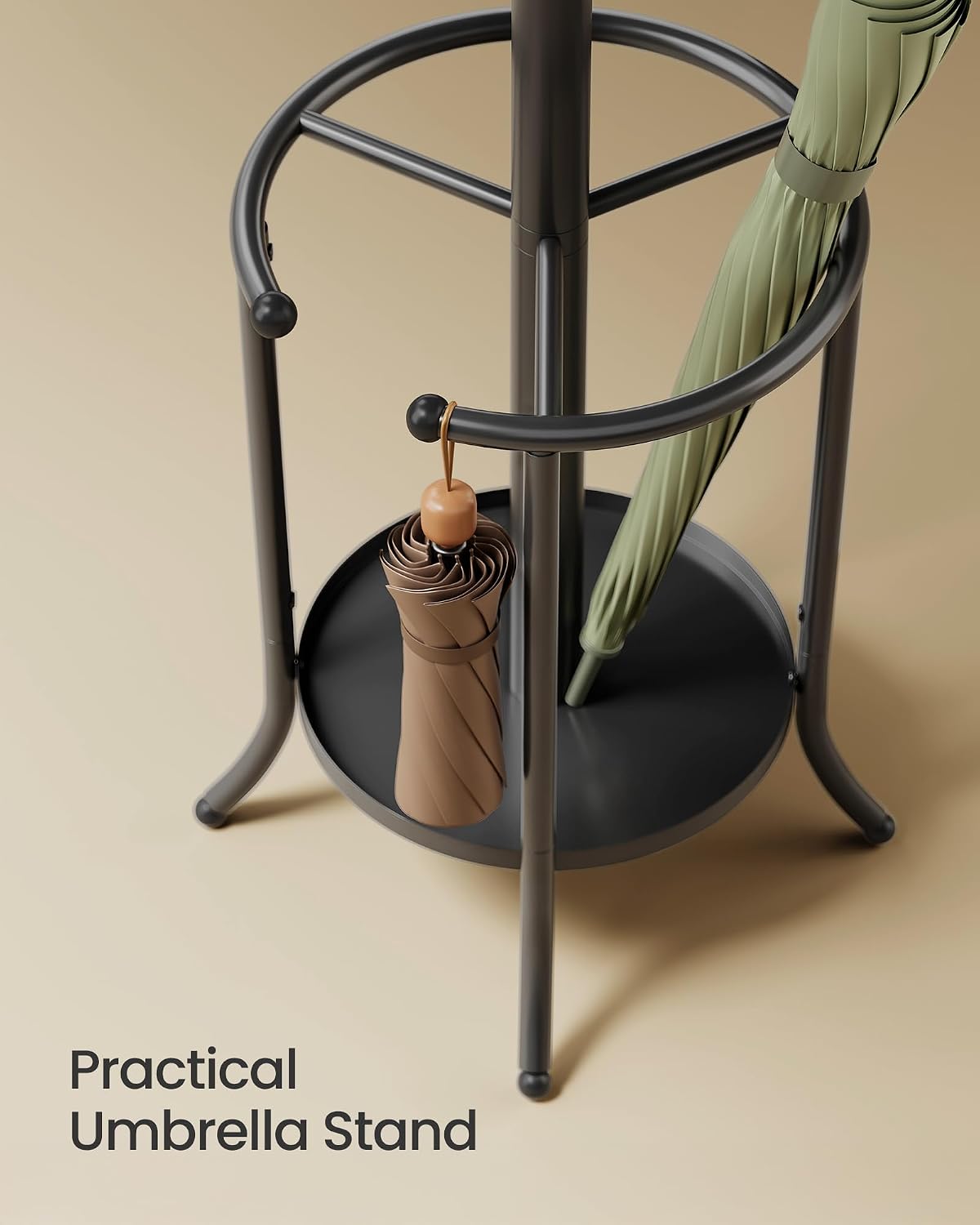 SONGMICS Coat Rack Freestanding Metal Coat Rack Stand with 12 Hooks | Coat Rack with Umbrella Holder