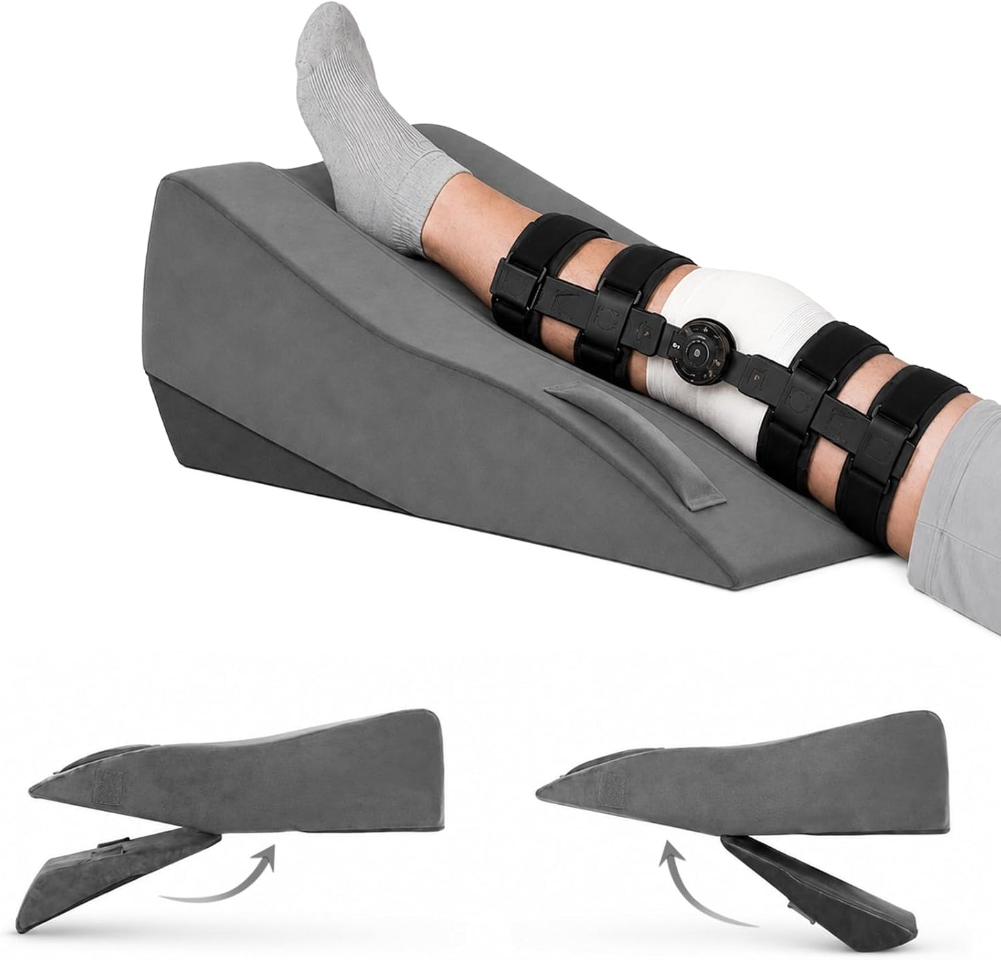 Adjustable Height Leg Elevation Pillows for After Surgery, Single Leg