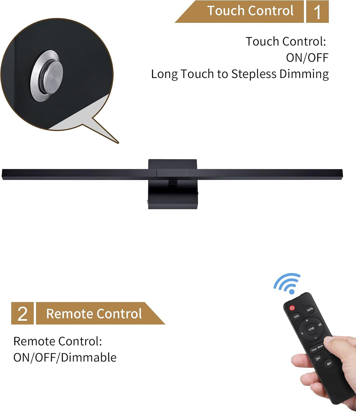 Rayogale Black Battery Operated Wall Sconce with Remote Control 8000mAh