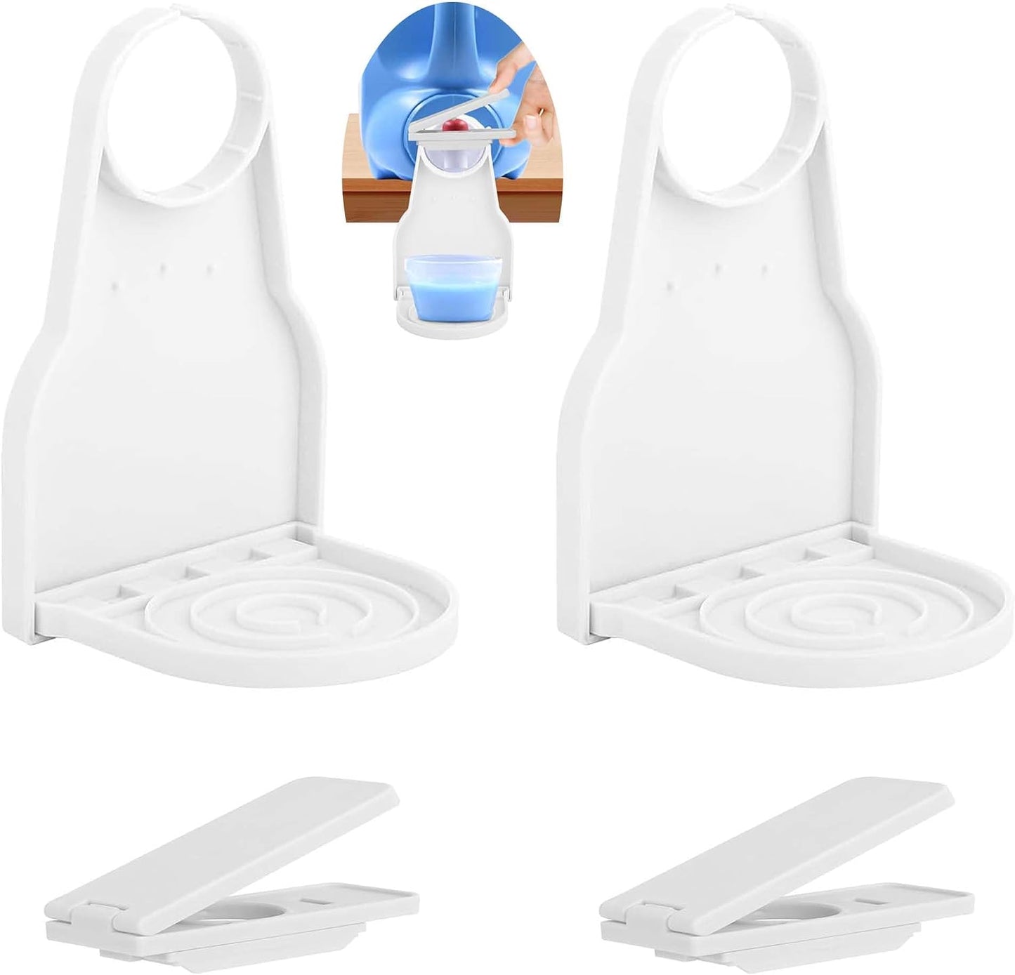 2 Pack DelloidMaz Laundry Detergent Dispenser Cup Holder, Drip Catcher Tray, Nozzle Botton Upgraded, Labor-Saving Switch, No More Mess or Leaks