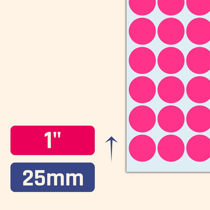 600 Pack, 1" Round Colored Dot Stickers Labels - 6 Colors