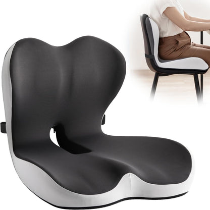 Office Chair Cushion for Tailbone & Low Back Pain Relief, Seat Cushions for Office Chairs with Comfortable Foam and High Backrest, Suitable for Office Chairs, Cars, Trucks, and Home Chairs