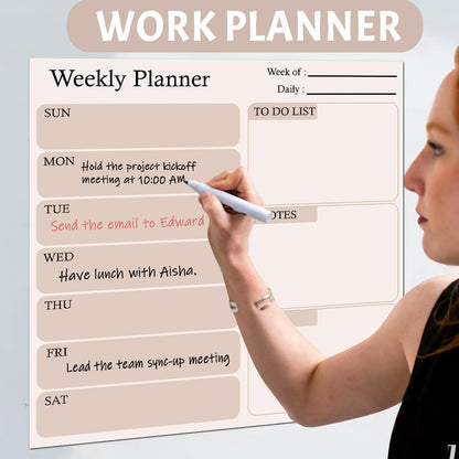 Magnetic Calendar for Refrigerator, 2 Pack Dry Erase Fridge Calendar Whiteboard – Monthly & Weekly Planner Board with Markers and Eraser for Modern Kitchen (Checkerboard Pattern)