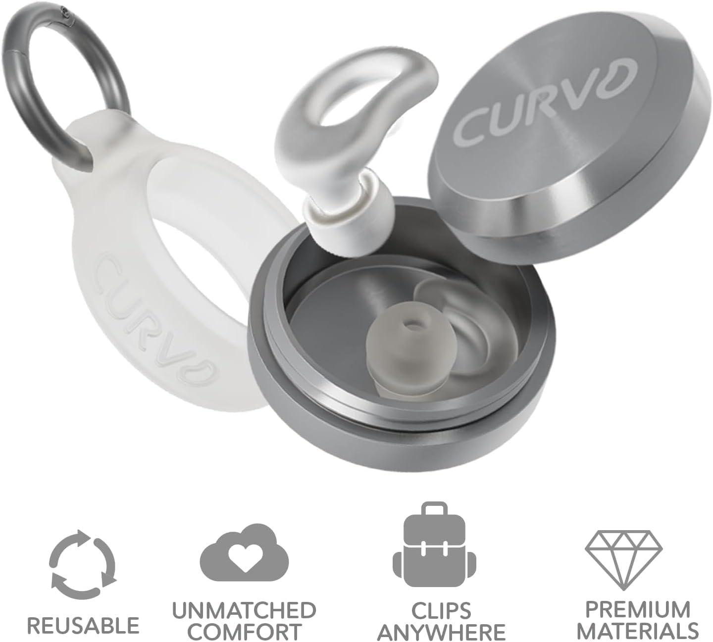 CURVD Ear Plugs for Sleeping, Noise Blocking Earplugs, 28dB SNR (Blue)