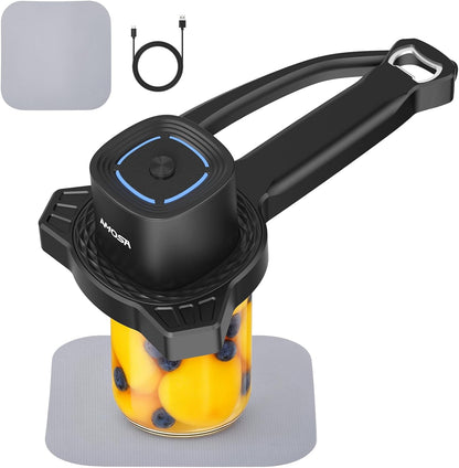AMOSA Electric Jar Opener with Gripper Pad, Auto-Tighten & Manual Twist | 2-in-1 Rechargeable Jar Lid Opener & Bottle Opener for Seniors, Arthritis Sufferers, Weak Hands