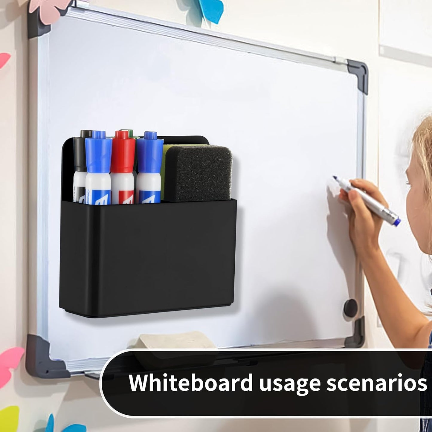 Camelmother 2Pcs Magnetic Dry Erase Marker Holder For Whiteboard Fridge | 2Slots Locker Accessories Teacher Classroom Must Haves Fridge magnets