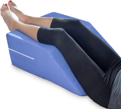 DMI Firm Leg Wedge Pillow for Back Pain Relief (FSA Eligible), High-Density Foam, Bed Wedge Pillow For Legs Elevation, Knee Pain, Post Surgery Pillow, Circulation and Swelling, Pregnancy, Blue