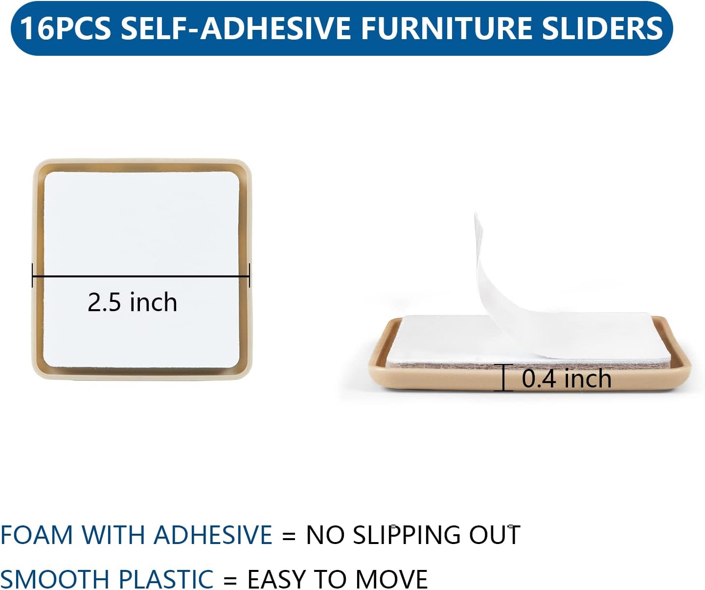 Self-Adhesive Furniture Sliders for Carpets, Furniture Moving Pads (36Pcs) 1-3/4" Furniture Mover Glides, Self Sticks Carpet Furniture Carrier - Move Any Item Quickly and Easily!
