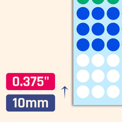 3000 Pieces, Small Colored Dot Round Stickers Labels - 10 Colors, 0.375"
