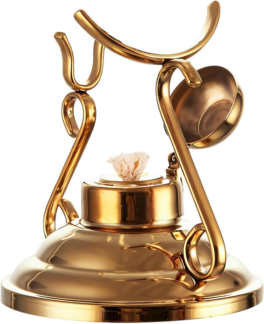 Brandy Warmer Decanter Stand, Metal Display Rack for Whiskey Cocktail, Gold Plated Coffee Glass Holder Stand, Decorative Warmer Set for Home Bar, Glassware Support for Irish Coffee
