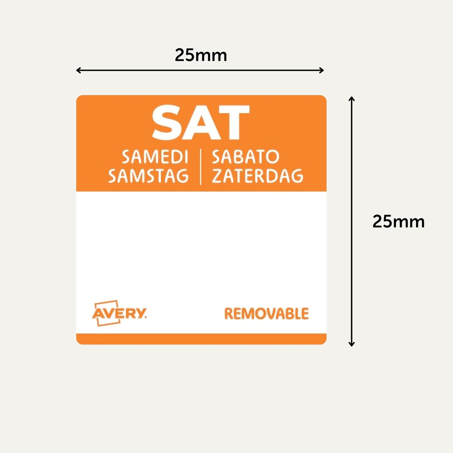Avery Removable, Hand Writable, Food Day Labels, Wednesday, Strong Adhesive, 25 x 25 mm, Red, 1000 Labels, Preprinted Design (DLSWEDREV-1000)